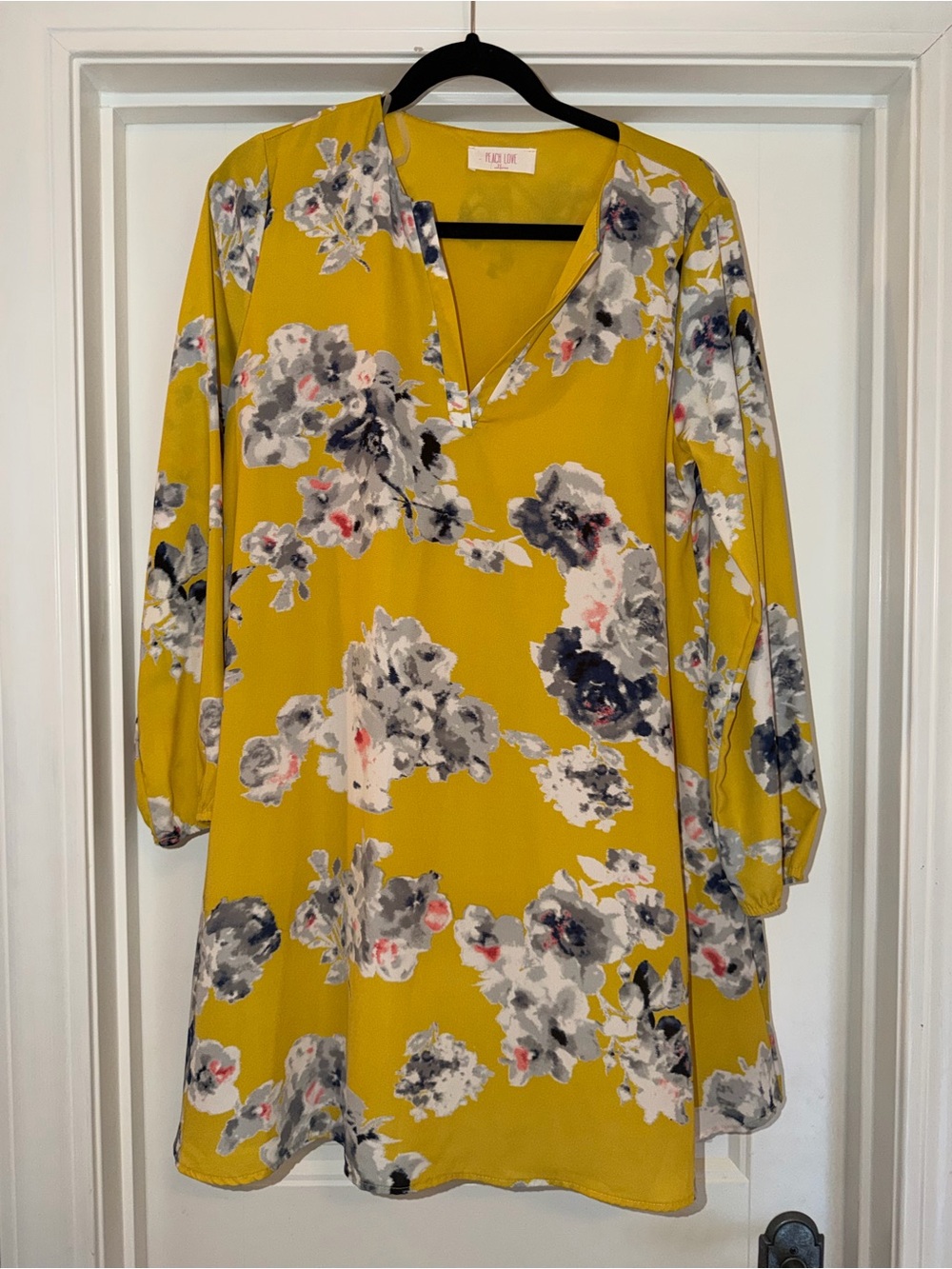 Peach Love California Mustard Yellow Floral Tunic